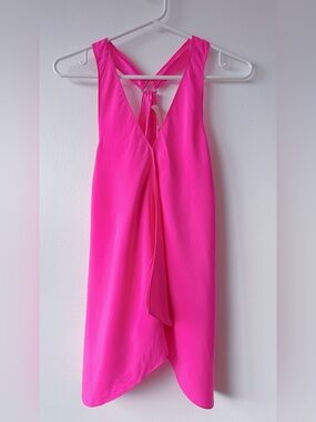 Ramy BrookHot Pink Sleeveless V-Neck Women's  Silk Top size S